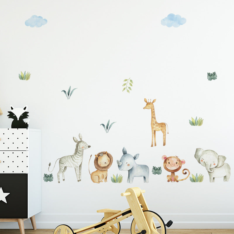 Cartoon Wall Decals Watercolor Animals