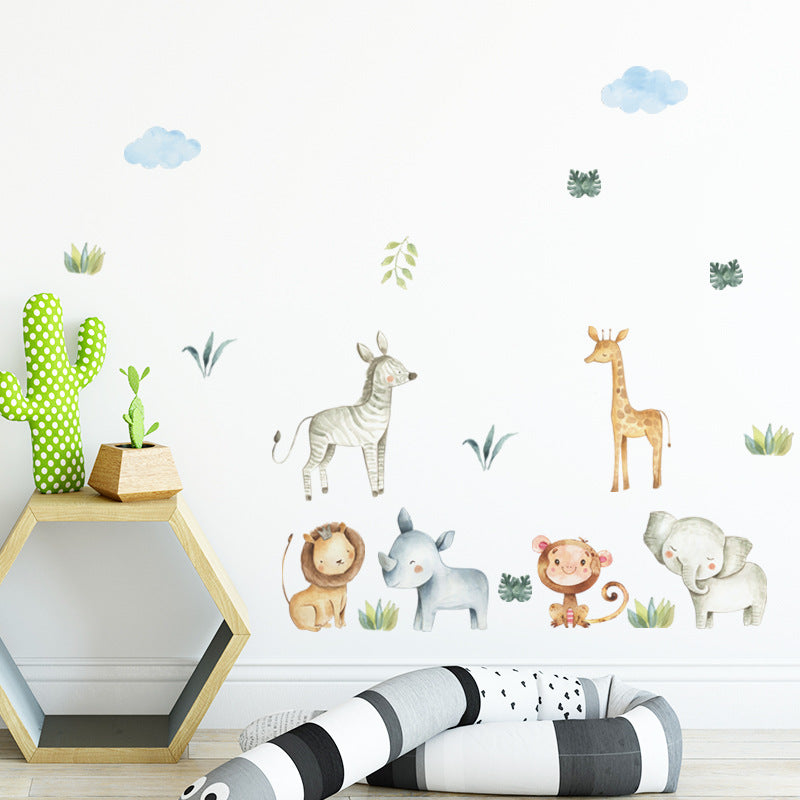 Cartoon Wall Decals Watercolor Animals