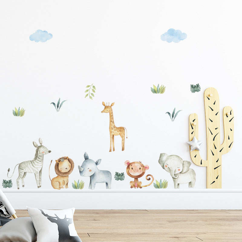 Cartoon Wall Decals Watercolor Animals