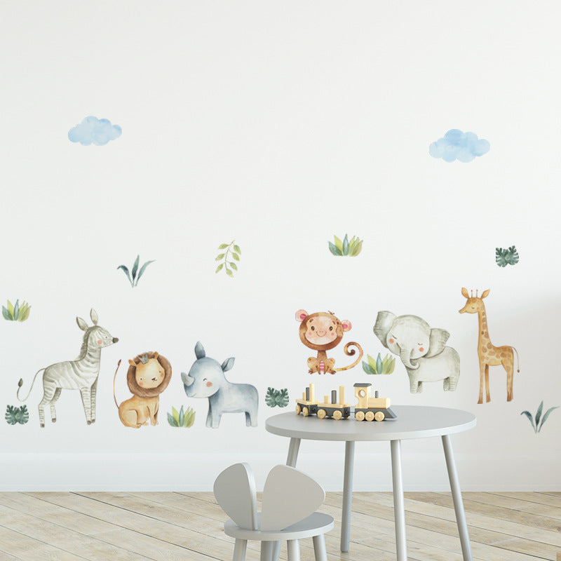 Cartoon Wall Decals Watercolor Animals