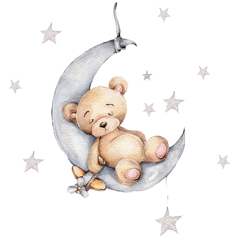 Cartoon Wall Decals Sleeping Puppet Bear