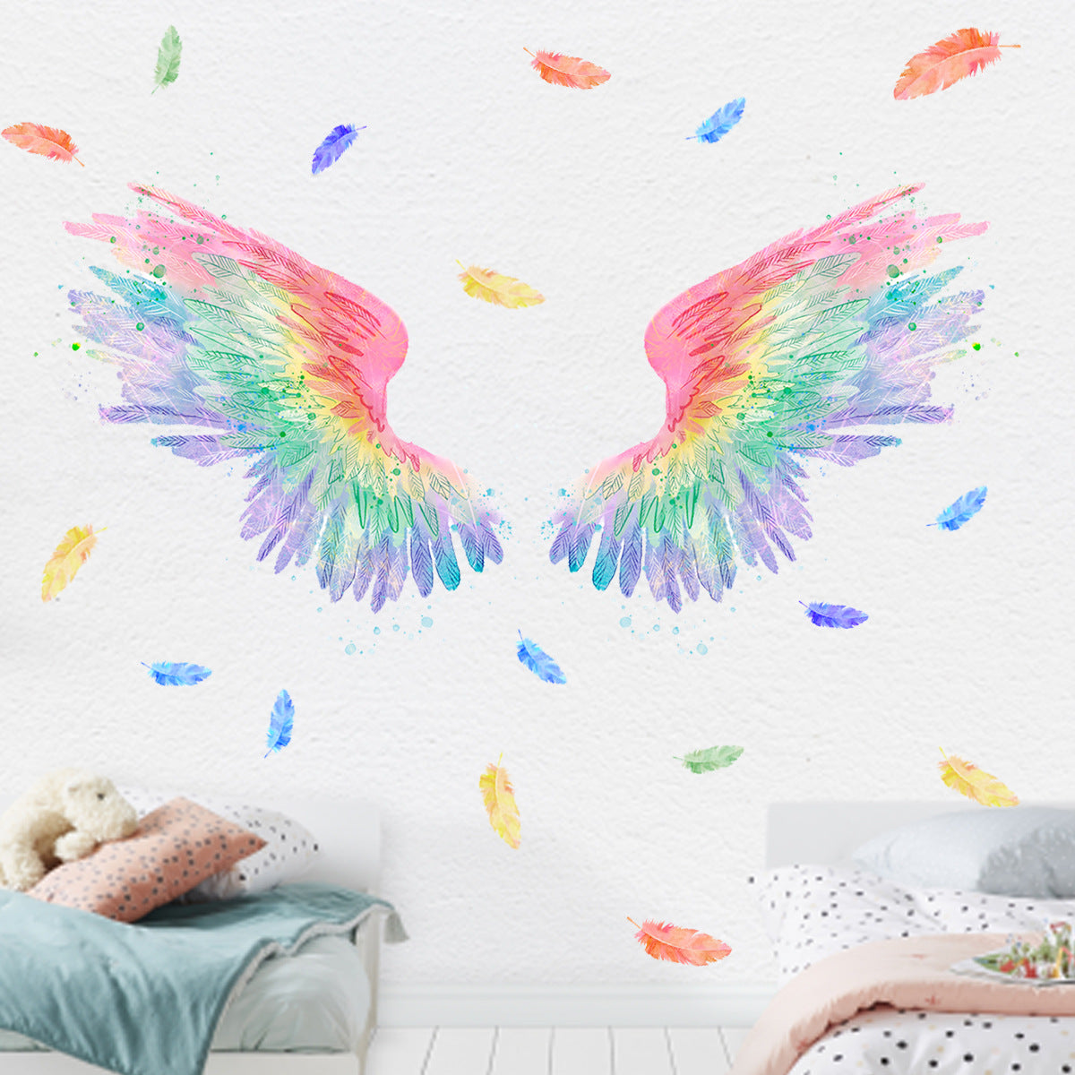 Cartoon Wall Decals Colorful Angel Wings
