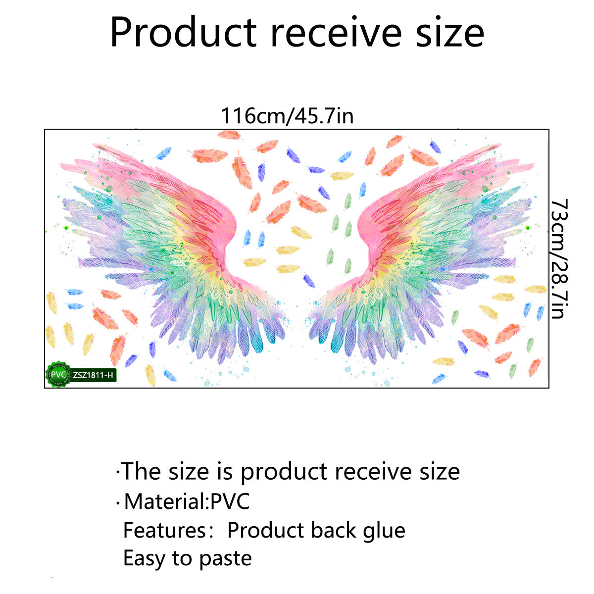 Cartoon Wall Decals Colorful Angel Wings