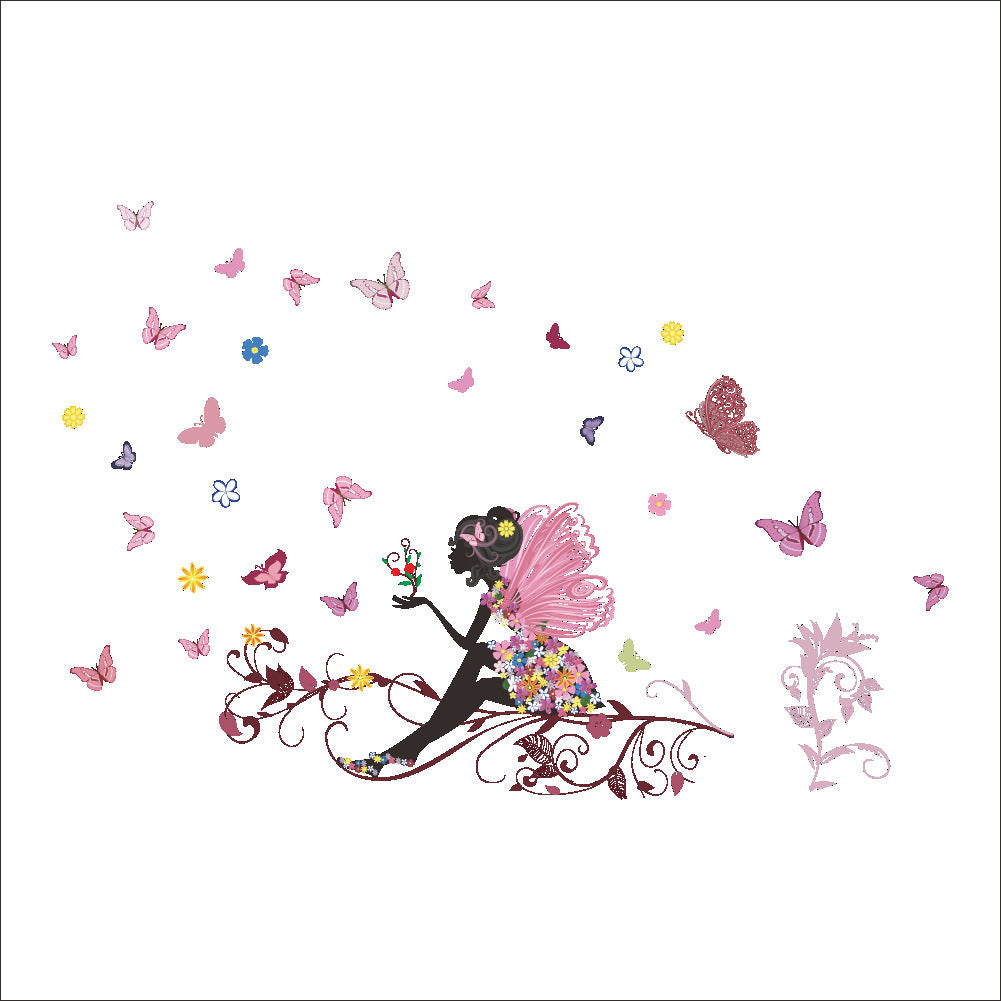 Cartoon Wall Decals Lady Butterfly