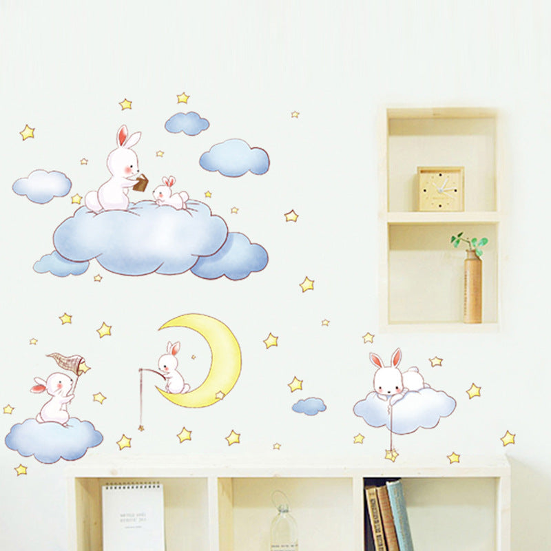 Cartoon Wall Decals Bunny Moon