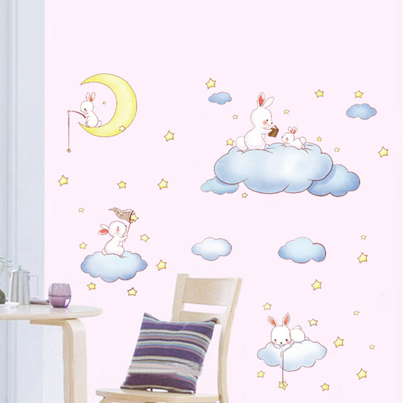 Cartoon Wall Decals Bunny Moon