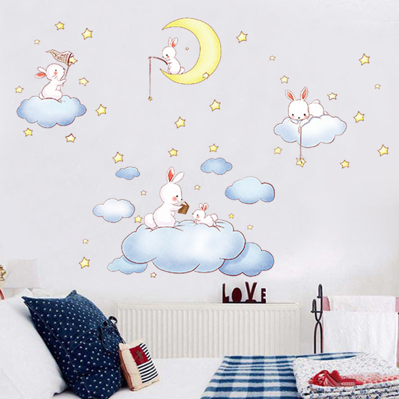 Cartoon Wall Decals Bunny Moon