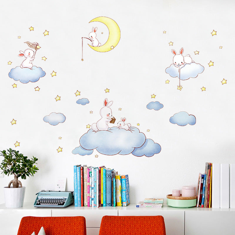 Cartoon Wall Decals Bunny Moon