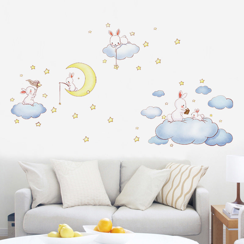 Cartoon Wall Decals Bunny Moon