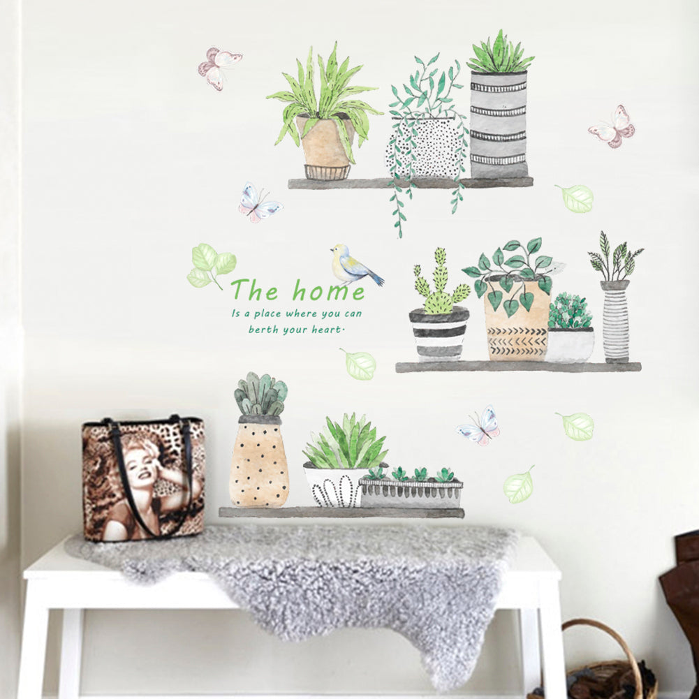 Nordic Wall Decals Green Leaf Garden