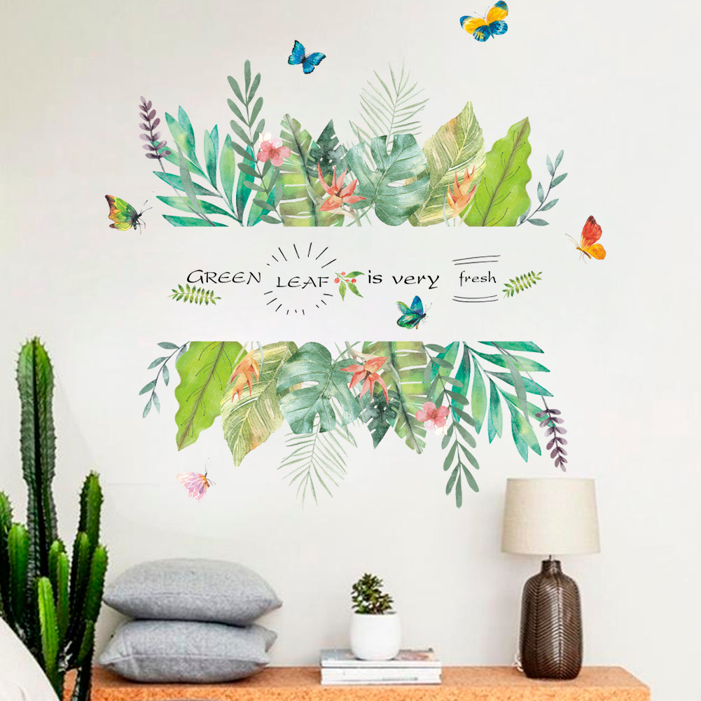 Nordic Wall Decals Green Leaf Garden