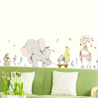 Cartoon Wall Decals Elephant with Carriage