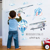Cartoon Wall Decals Watercolor Classic Planes