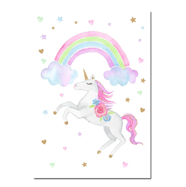 Rainbow Unicorn Nursery Canvas Posters