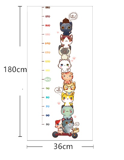 Cartoon Wall Decals Little Cats Height Meter