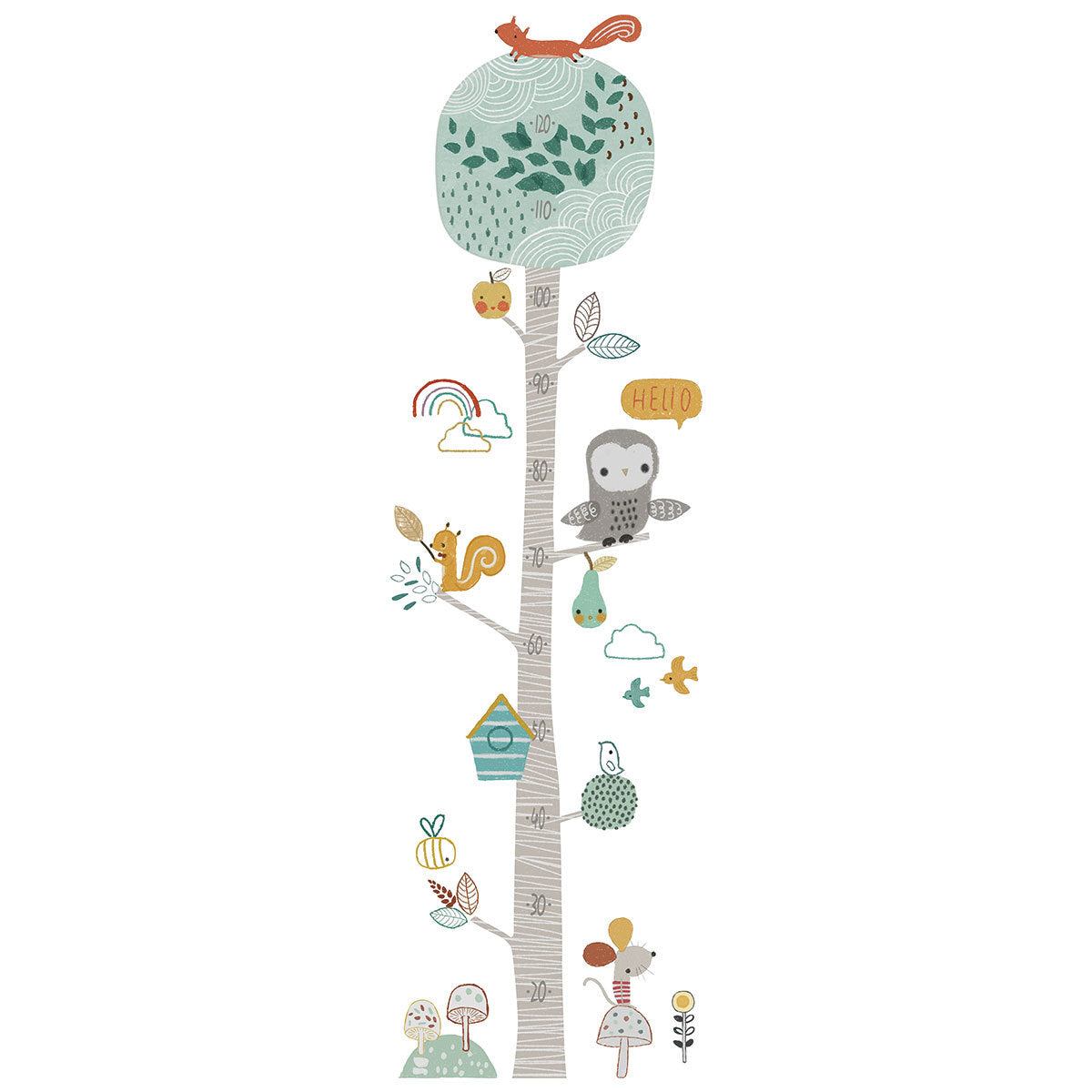 Cartoon Wall Decals Animal Tree Height Meter