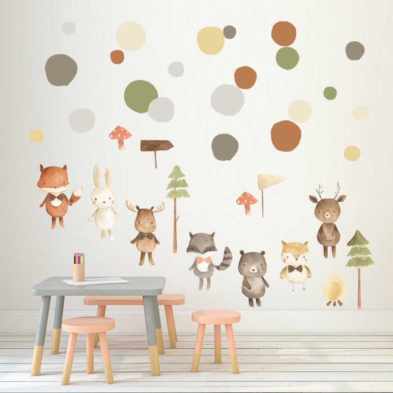 Pattern Wall Decals Forest Animals and Dots