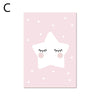 Pink moon, clouds, stars, decorative painting core