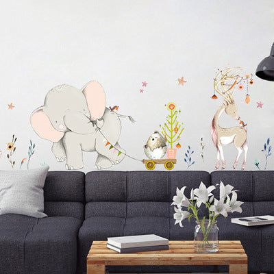 Cartoon Wall Decals Elephant with Carriage