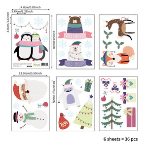 Pattern Wall Decals Cute Christmas Animals