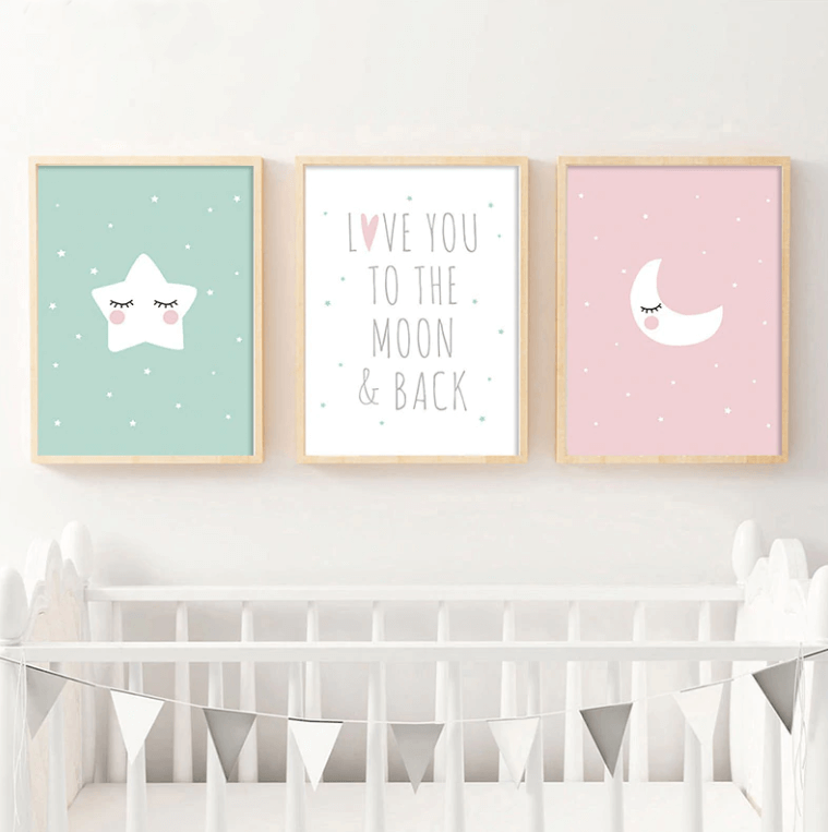 Moon And Star Nursery Canvas Posters