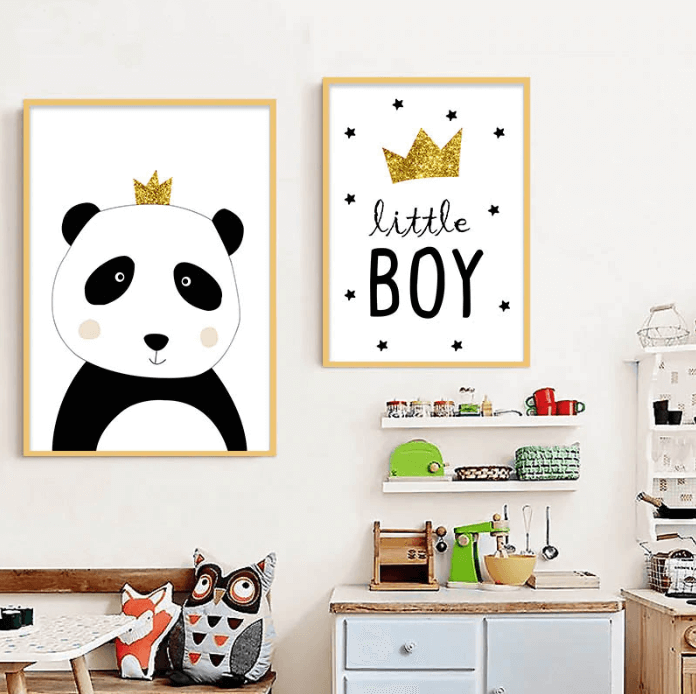 Cartoon Panda Nursery Canvas Posters