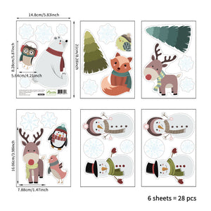 Pattern Wall Decals Cute Christmas Animals