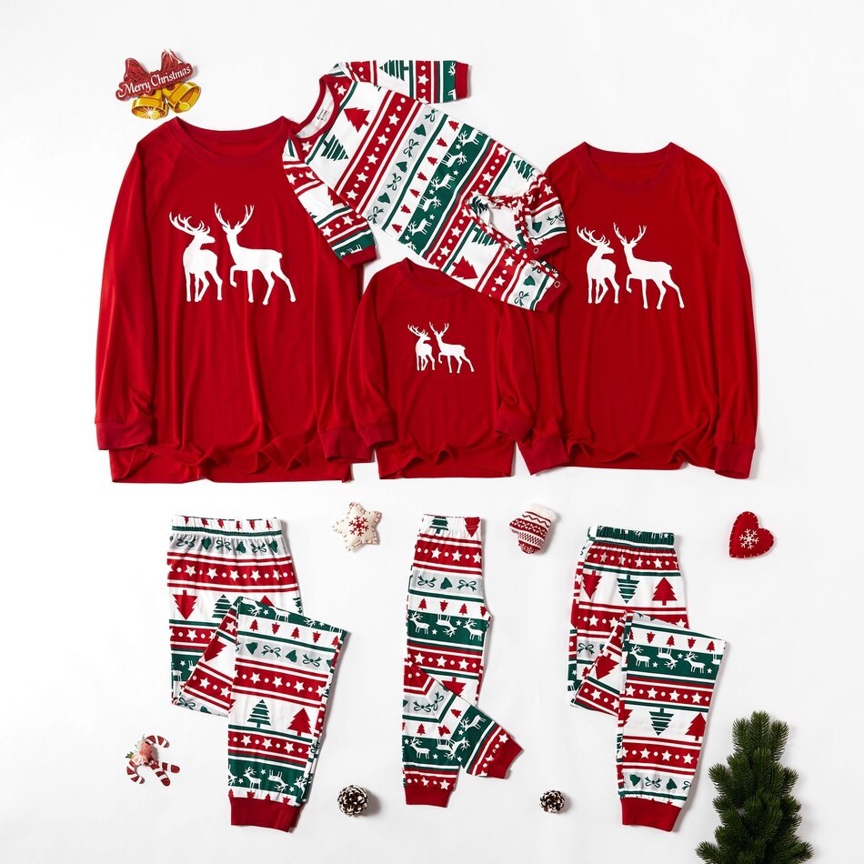 Matching Christmas Pajamas Family Set - Two Deers