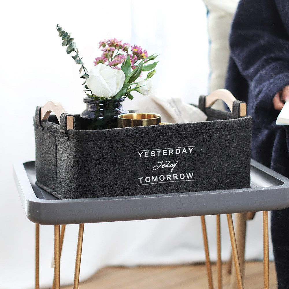 Black Felt Nursery Storage Basket