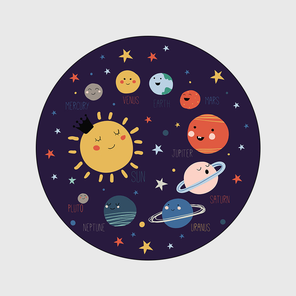 Round Rug Space Planets