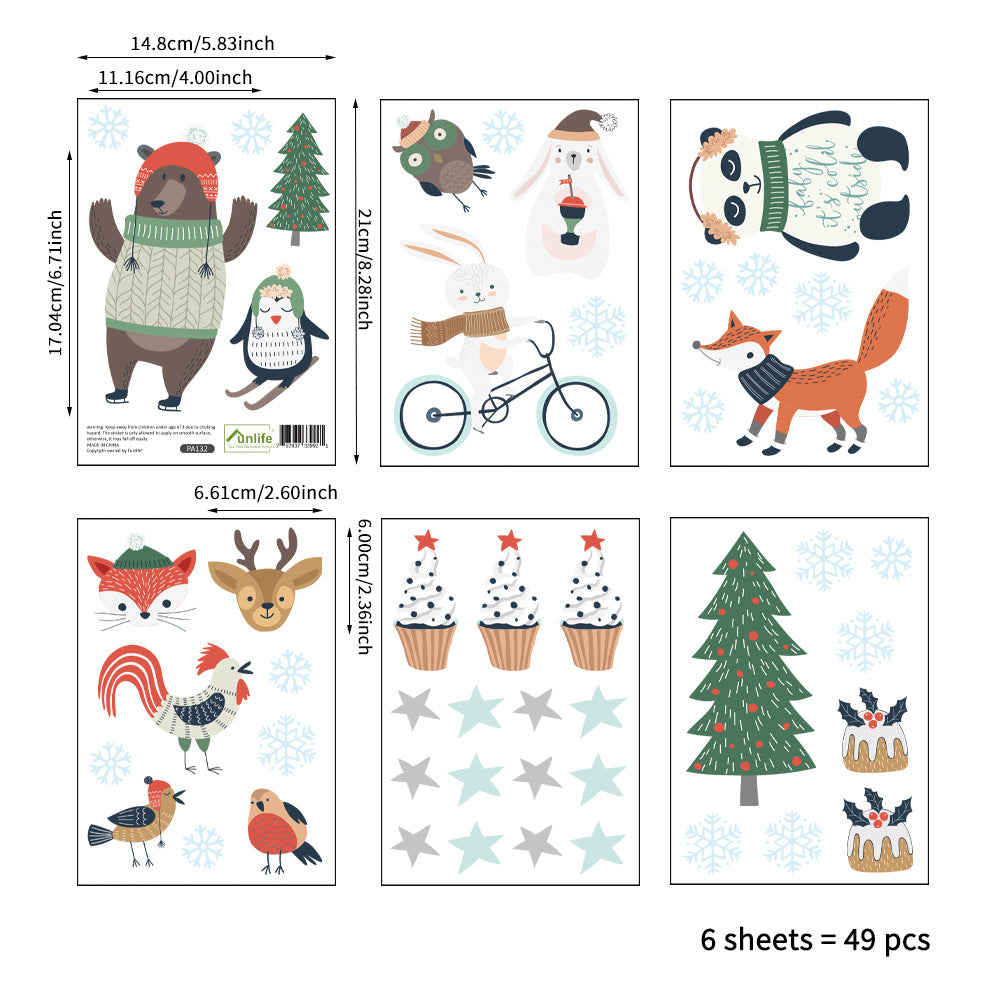 Pattern Wall Decals Cute Christmas Animals