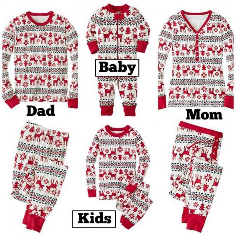 Matching Christmas Pajamas Family Set - Red Deer Pattern
