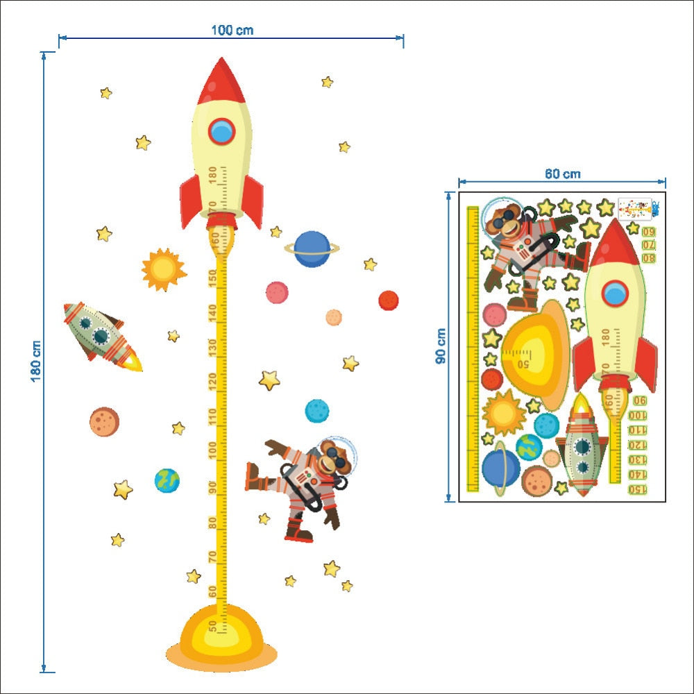 Height Measure Wall Sticker Rocket Monkey