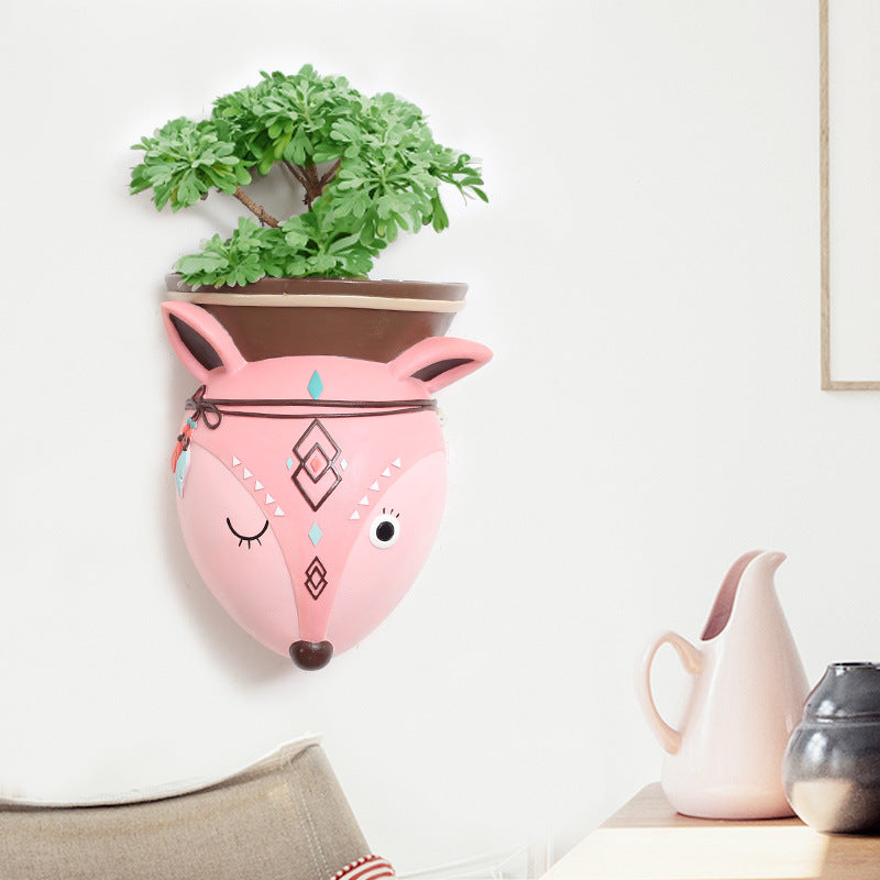 Indian Style Wall Mounted Plant Pot Wall Hanging Succulent Pots Cartoon Animal Shape Resin Indoor Flower Pots for Home Decor