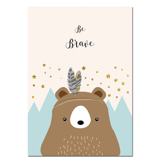 Bear Tribe Woodland Nursery Canvas Posters