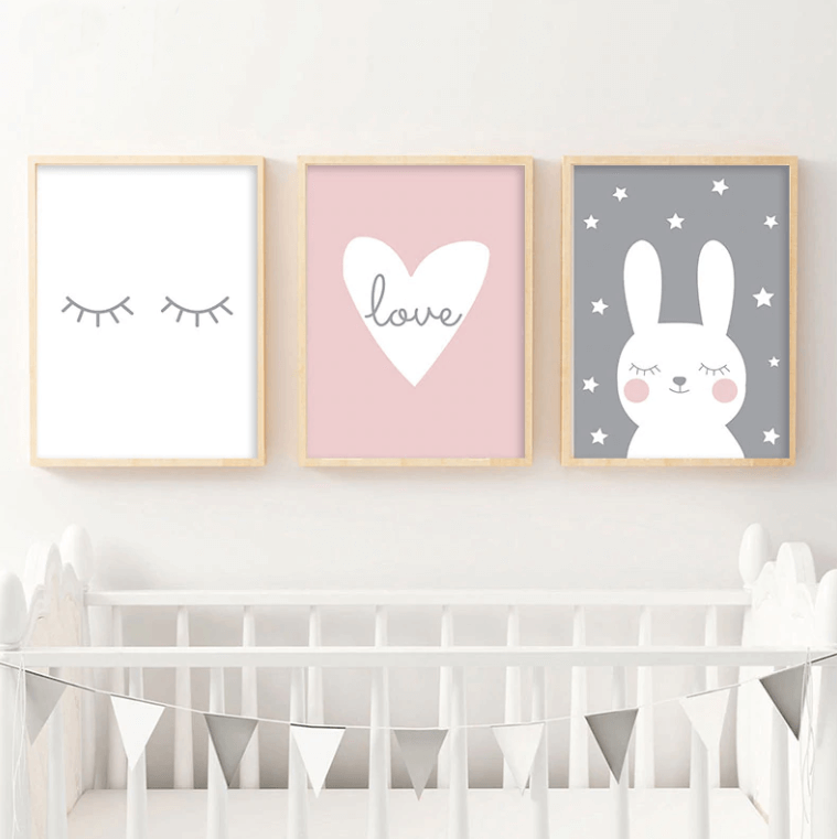 Lovely Rabbit And Eyes Nursery Canvas Posters