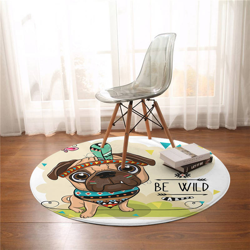 Round Nursery Rug Wild Animals