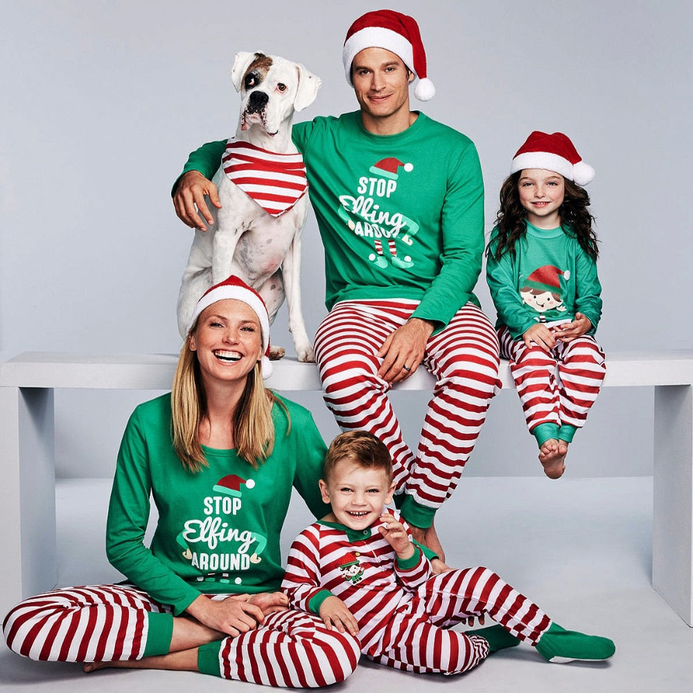 Matching Christmas Pajamas Family Set - Red Stripes