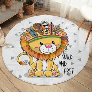 Round Nursery Rug Wild Animals