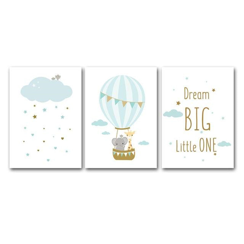 Hot Air Balloon Pattern Canvas Nursery Art Painting