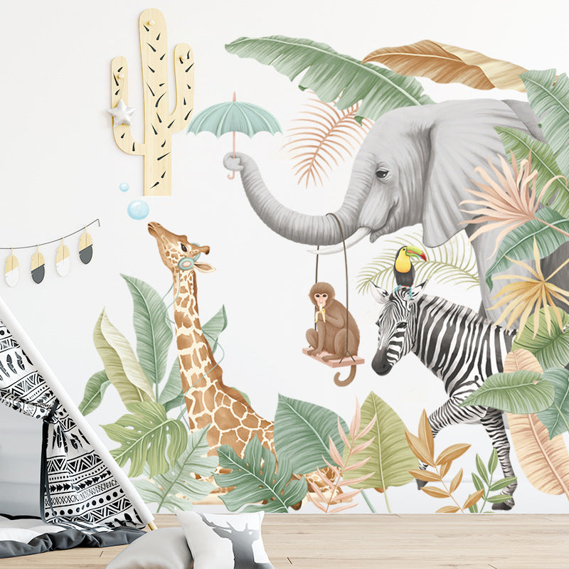 Cartoon Wall Decals Nordic Jungle Animals