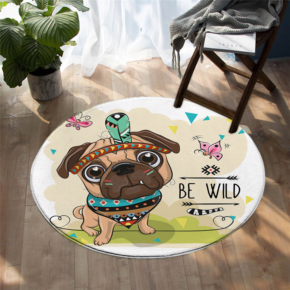 Round Nursery Rug Wild Animals