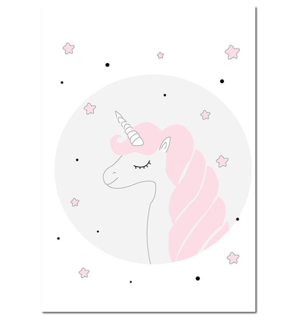 Pink Unicorn Painting Nursery Canvas Posters