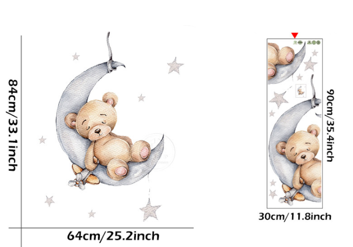 Cartoon Wall Decals Sleeping Puppet Bear