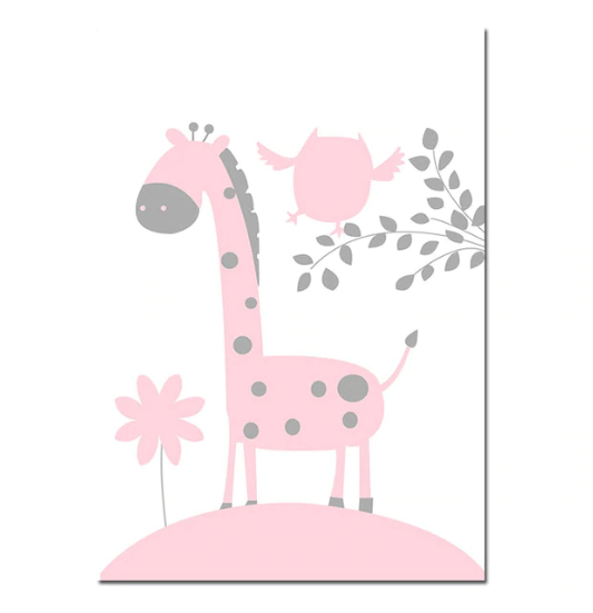 Pink Animals Nursery Canvas Posters