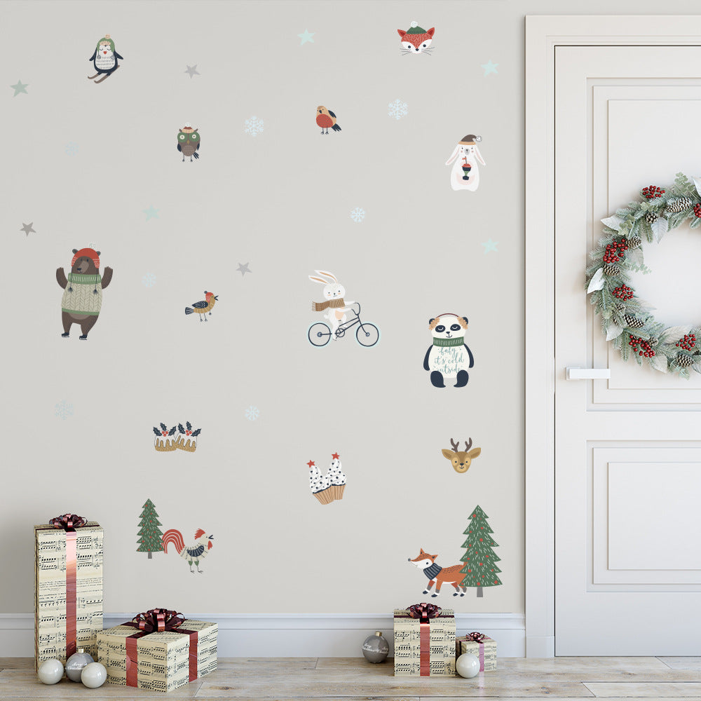 Pattern Wall Decals Cute Christmas Animals