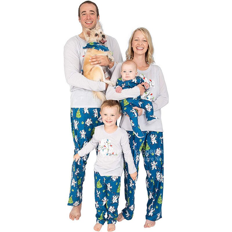 Matching Christmas Pajamas Family Set - Bear With Lights