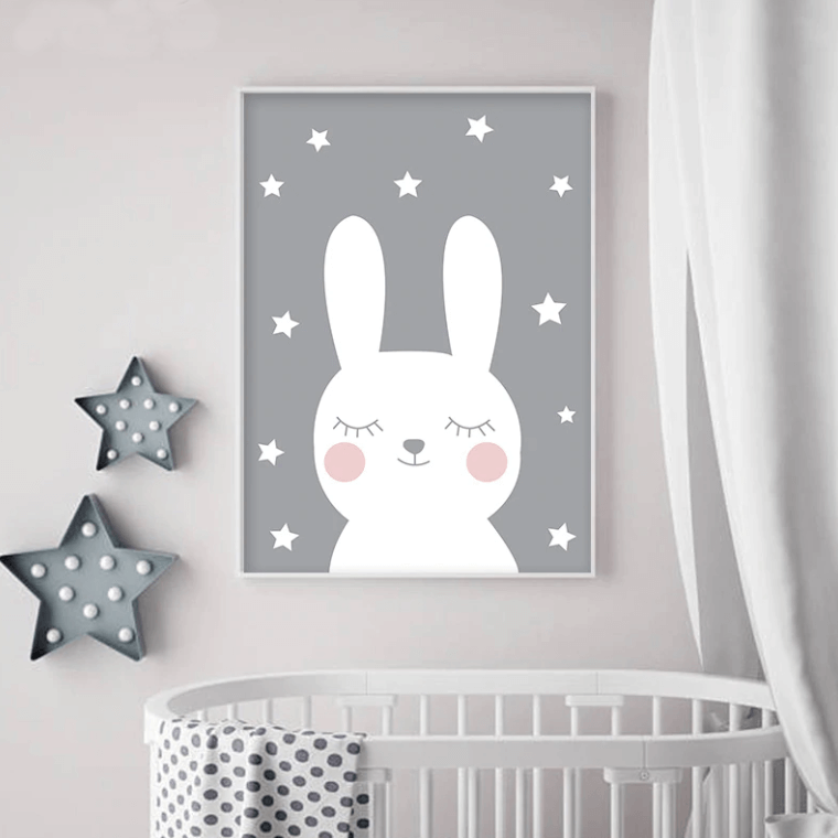 Lovely Rabbit And Eyes Nursery Canvas Posters