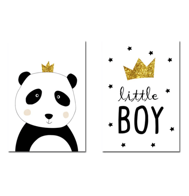 Cartoon Panda Nursery Canvas Posters