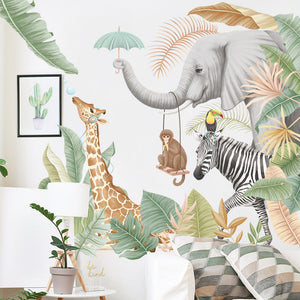 Cartoon Wall Decals Nordic Jungle Animals